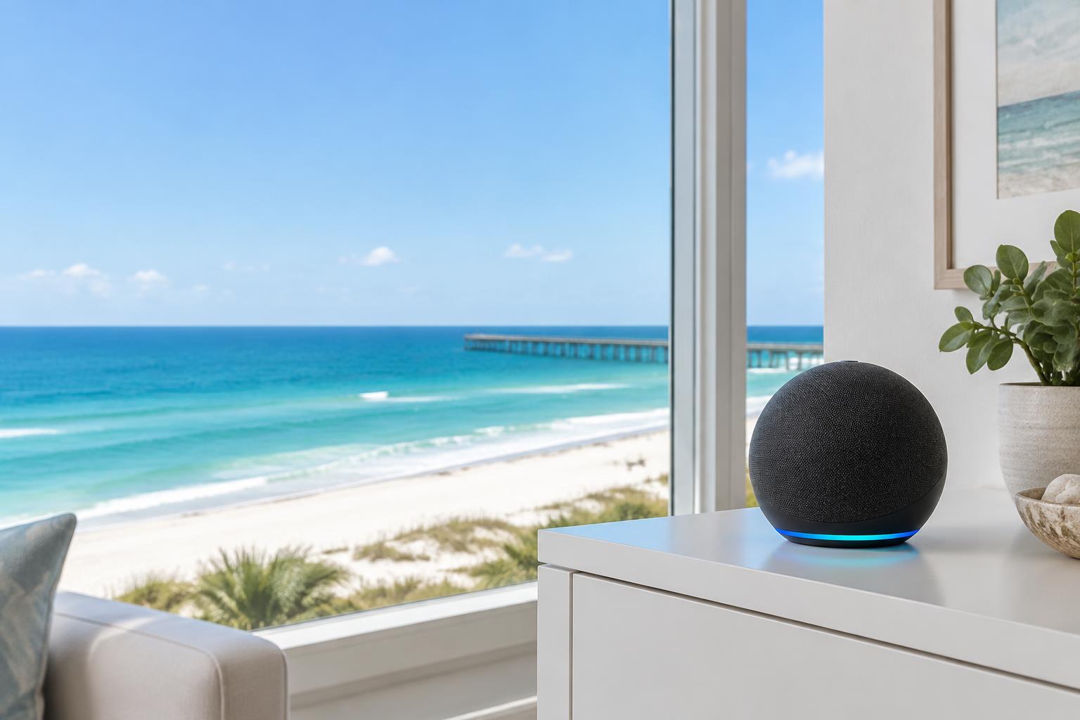 An Echo speaker overlooking the Gulf Coast